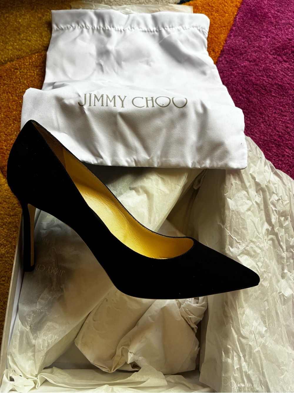 Jimmy Choo Black Suede Pointed-Toe Stiletto Pump